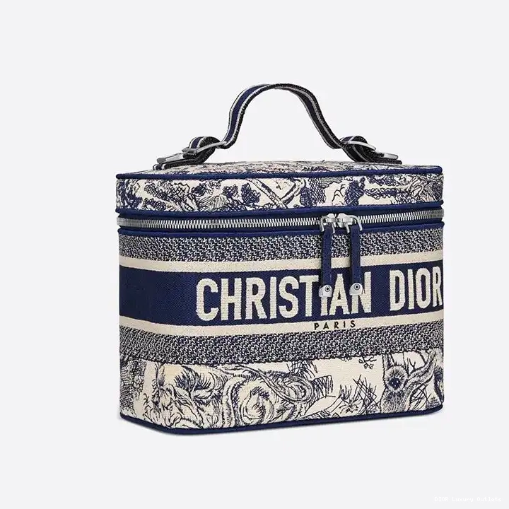 Cheap Vanity Blue Case Canvas DiorTravel Medium Jouy de Toile Motif 0324 Luxury